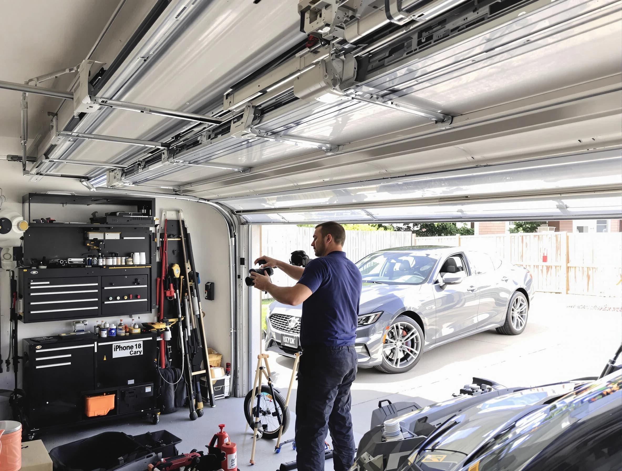 Newcastle Garage Door Repair technician fixing noisy garage door in Newcastle
