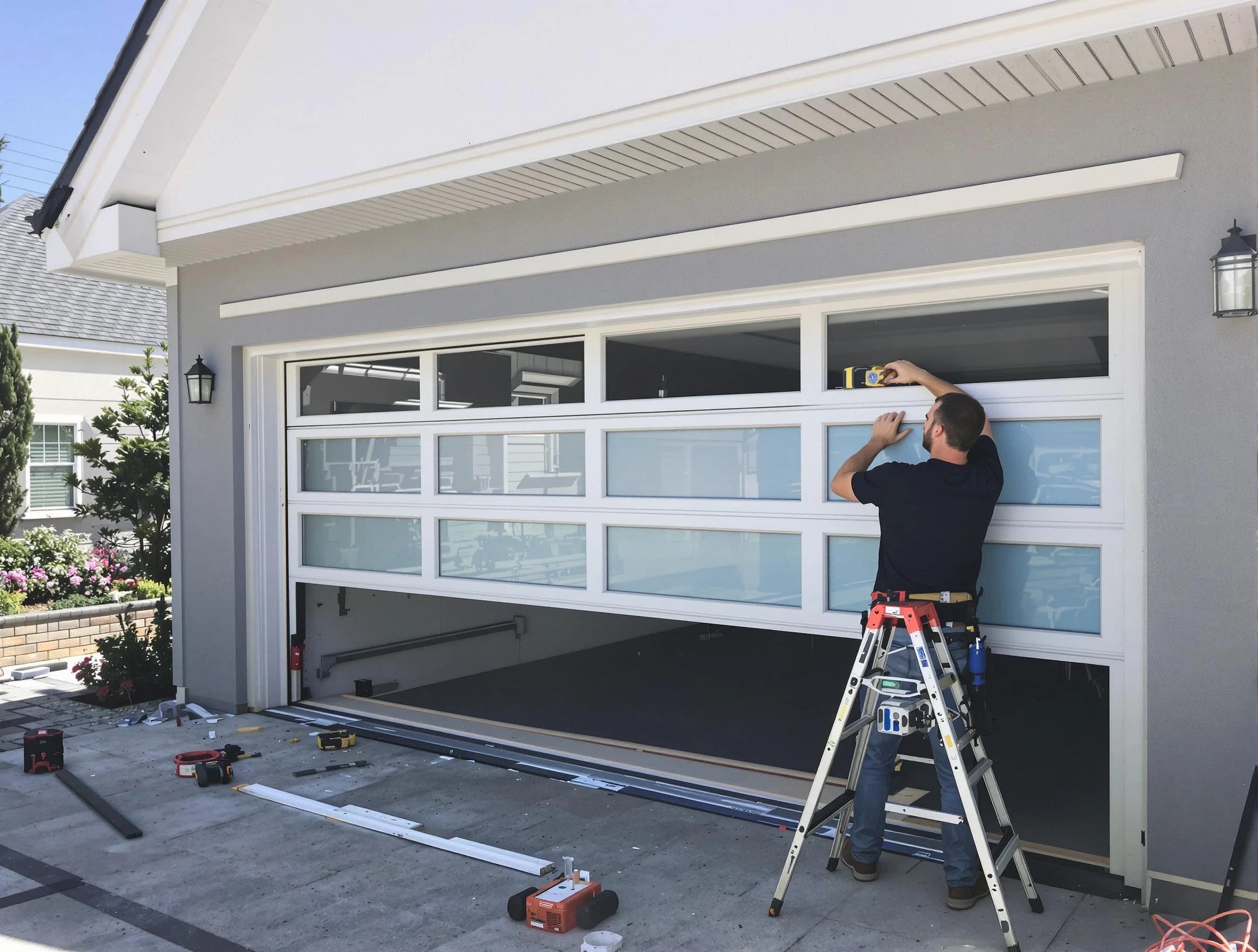 Newcastle Garage Door Repair team performing garage door replacement in Newcastle