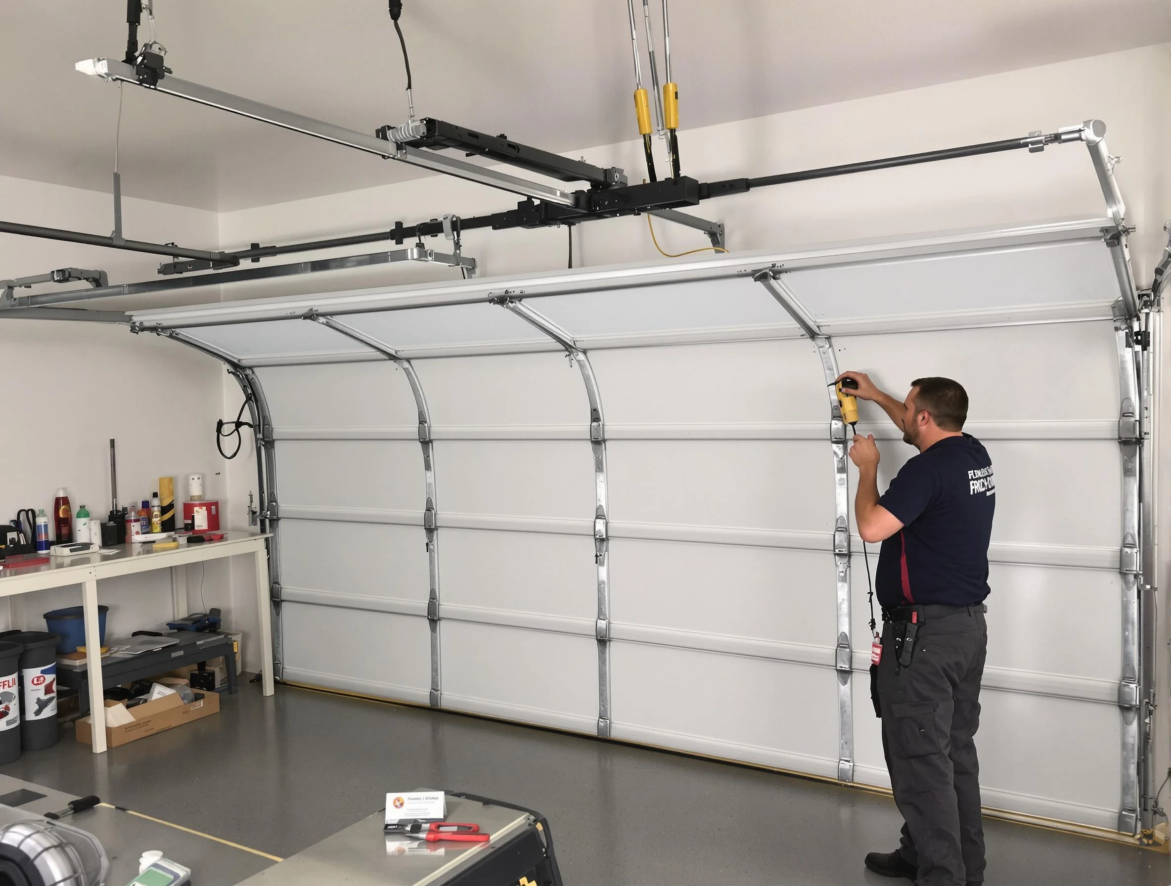 Newcastle Garage Door Repair certified technician performing overhead door system repair in Newcastle